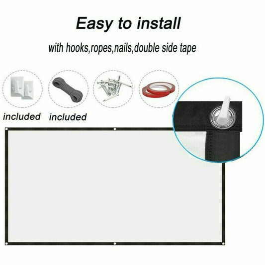 Foldable Projector Screen — Indoor/Outdoor, 16:9, Up to 150"