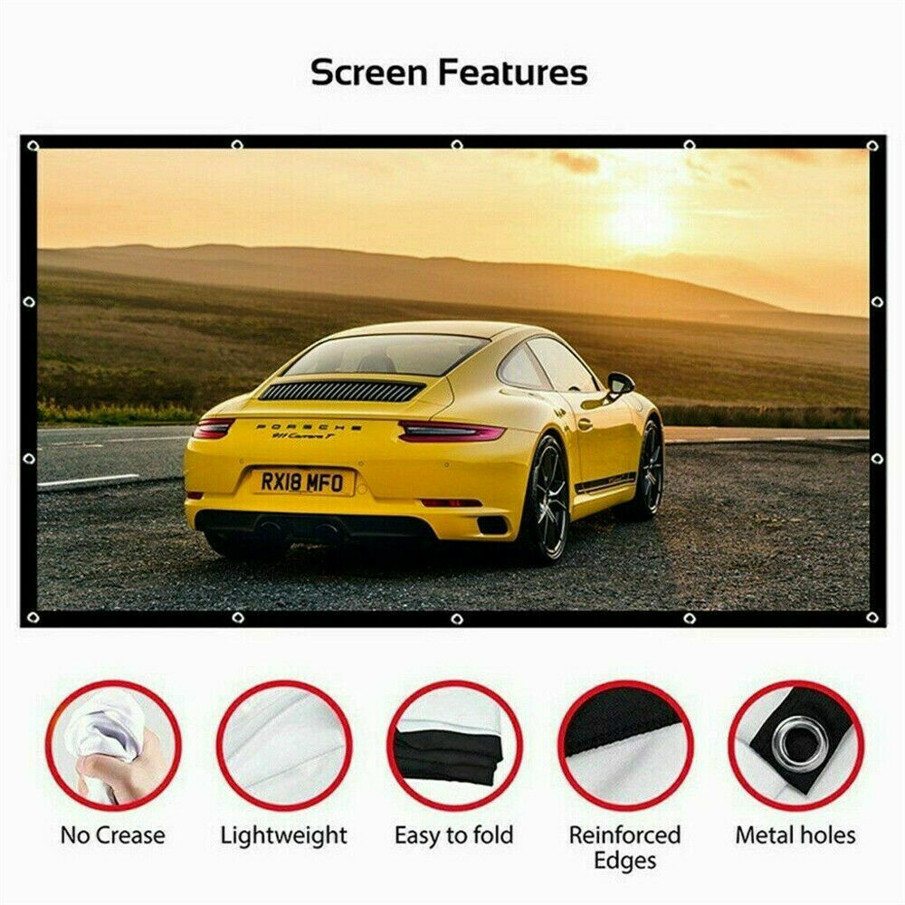 Foldable Projector Screen — Indoor/Outdoor, 16:9, Up to 150"