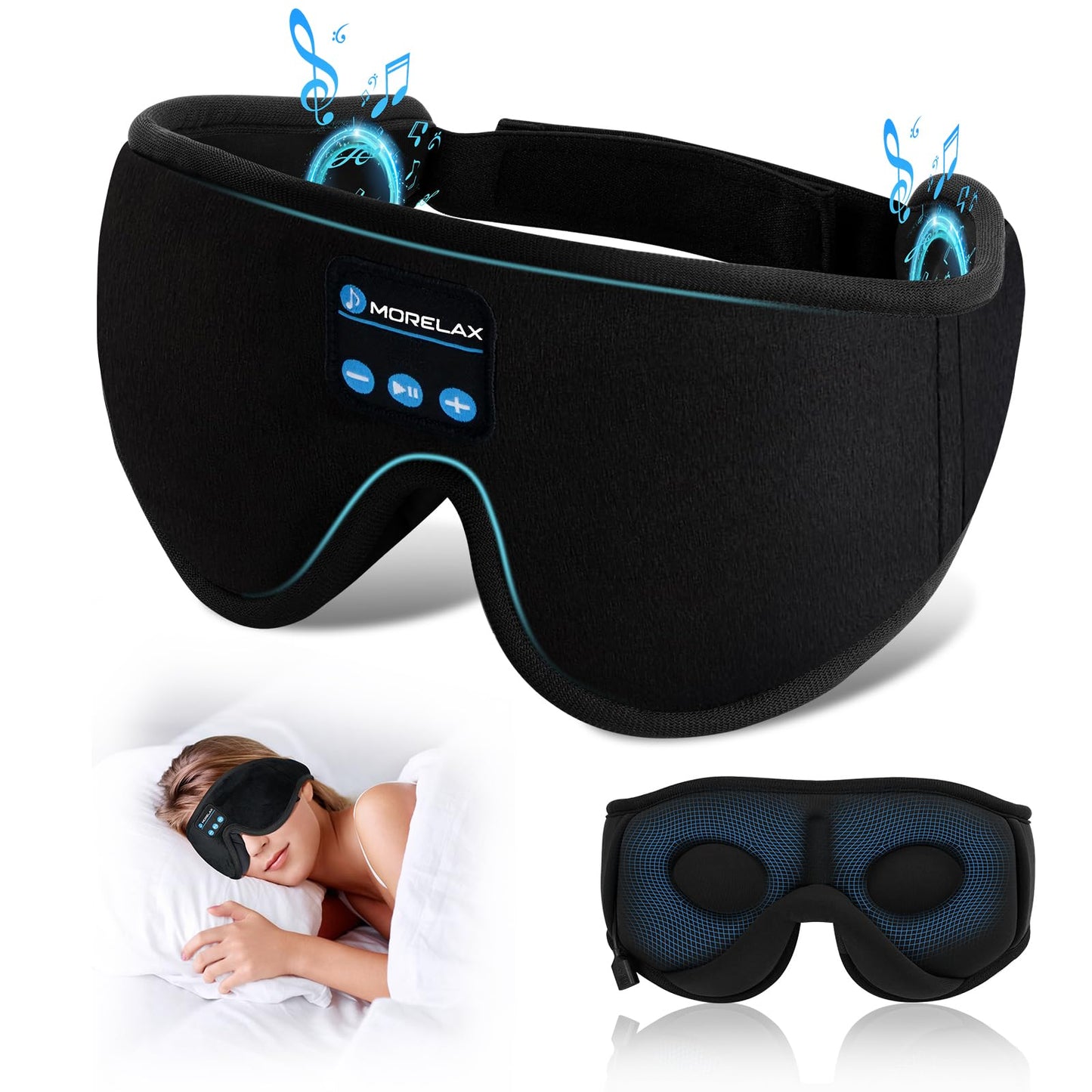 Morelax 3D Sleep Mask with Bluetooth Headphones