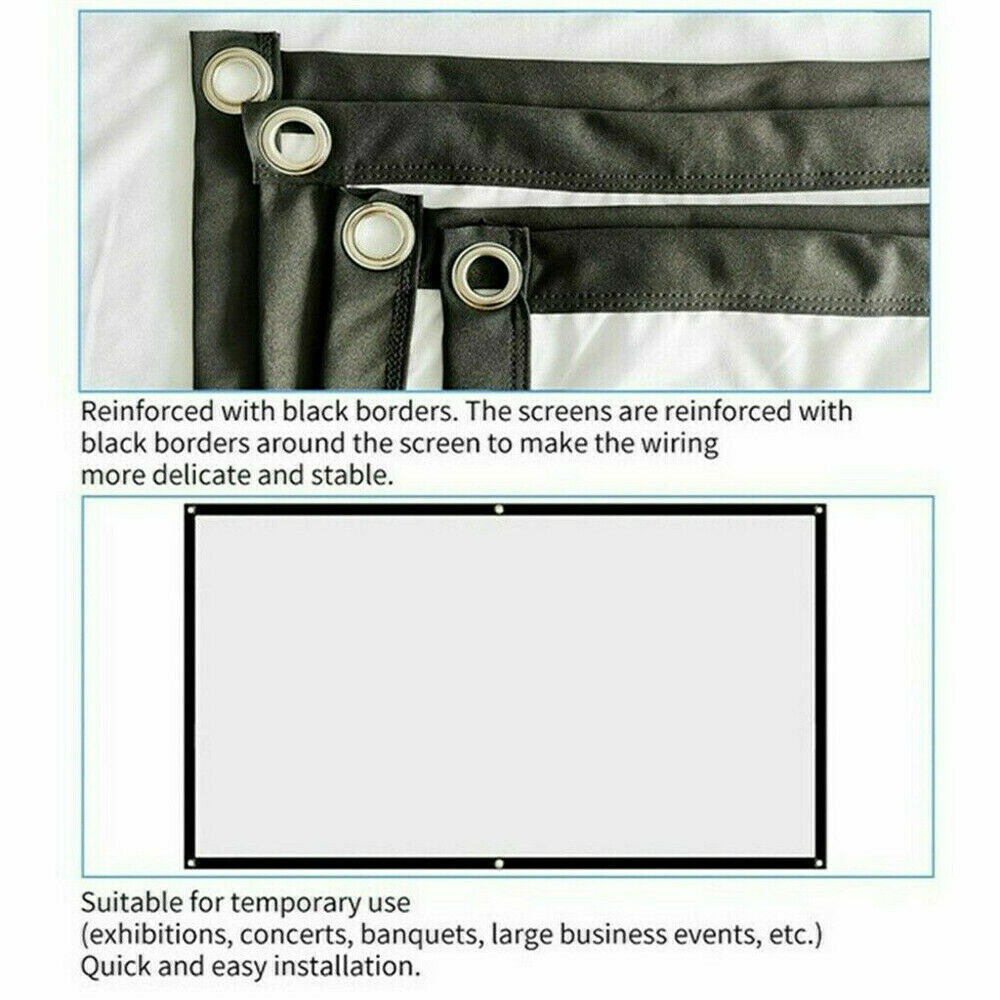 Foldable Projector Screen — Indoor/Outdoor, 16:9, Up to 150"