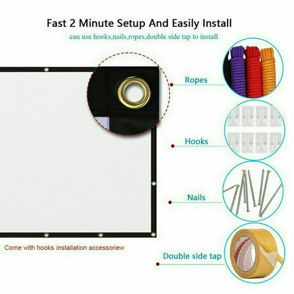 Foldable Projector Screen — Indoor/Outdoor, 16:9, Up to 150"